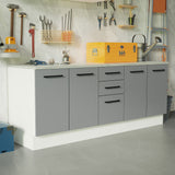 Kit con 2 Gabinetes Bajos 4 Puertas 3 Cajones Blanco/Gris Agata