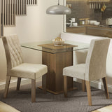 Juego de Comedor Mesa con Encimera de Vidrio 2 Sillas Marrón/Imperial Ciça