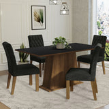Juego de Comedor Mesa con Encimera de Madera 4 Sillas Marrón/Negro/Oxford Ashley