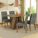 Juego de Comedor Mesa Encimera de Madera 4 Sillas Marrón/Silver Gisele