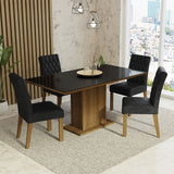 Juego de Comedor Mesa con Encimera de Vidrio 4 Sillas Marrón/Negro/Oxford Marilia