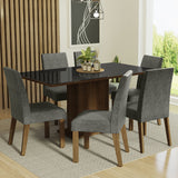 Juego de Comedor con Mesa con Encimera y 6 Sillas Marrón/Negro/Silver Alexis
