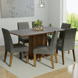 Juego de Comedor con Mesa con Encimera y 6 Sillas Marrón/Gris/Silver Renata
