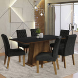 Juego de Comedor Mesa con Encimera de Madera 6 Sillas Marrón/Negro/Oxford Britney
