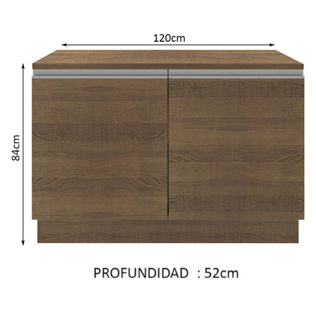 Mueble de Cocina para Fregadero Madesa Glamy 120 cm 2 Puertas (con Tablero) Marrón