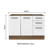 Mueble de Cocina Agata 120 cm - Mostrador para Lavadero con Encimera