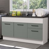 Mueble de Cocina para Tarja 150 cm 2 Puertas y 2 Cajones (Sin Encimera Ni Tarja) Blanco/Gris Agata