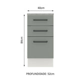 Gabinete Bajo 40cm 3 Cajones Blanco/Gris Agata