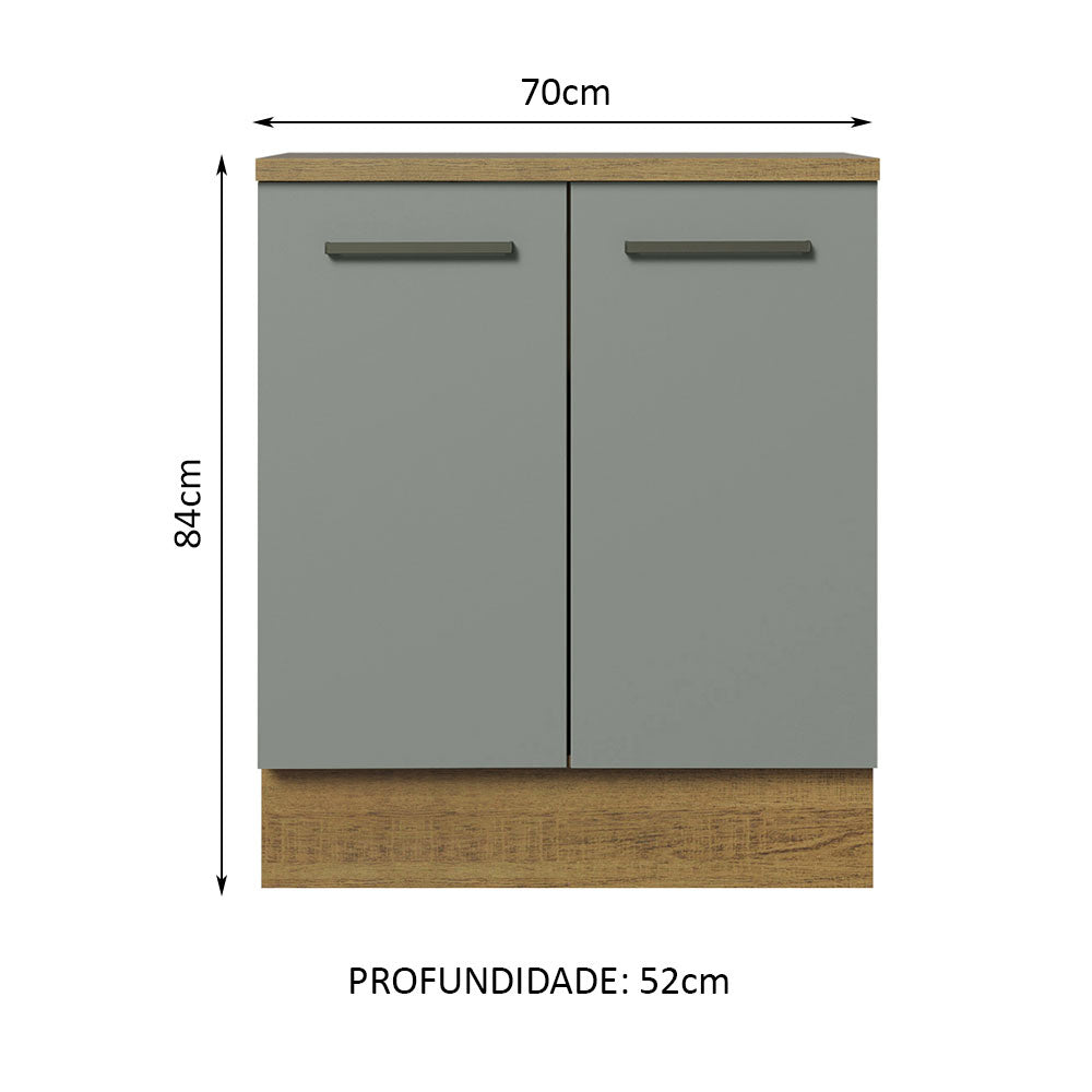 Gabinete Bajo 70 cm 2 Puertas Agata Marrón/Gris