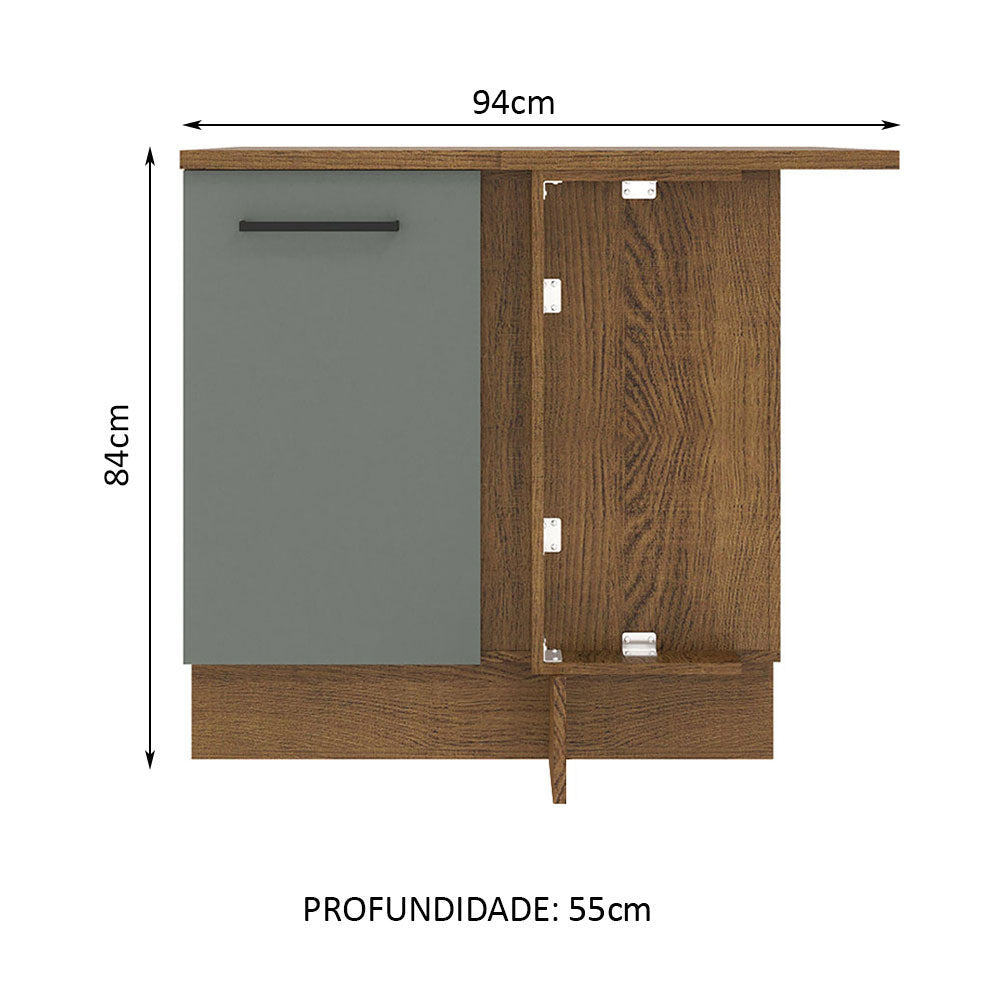 Gabinete Bajo de Esquina de Cocina con 1 Puerta Agata Marrón/Gris