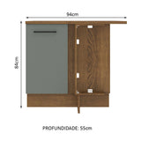 Gabinete Bajo de Esquina de Cocina con 1 Puerta Agata Marrón/Gris