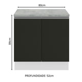 Gabinete Bajo 80 cm 2 Puertas Glamy Blanco/Negro