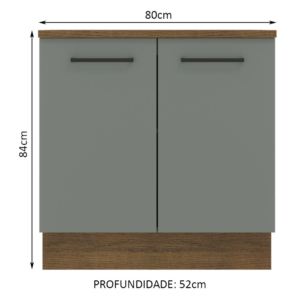 Gabinete Bajo 80cm 2 Puertas Marrón/Gris Agata