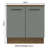 Gabinete Bajo 80cm 2 Puertas Marrón/Gris Agata