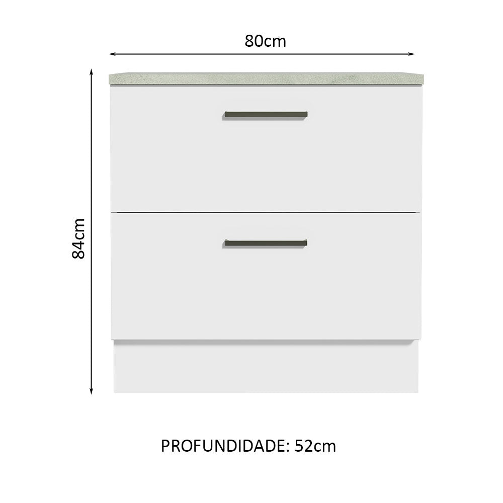 Gabinete Bajo 80cm 2 Cajones Blanco Agata