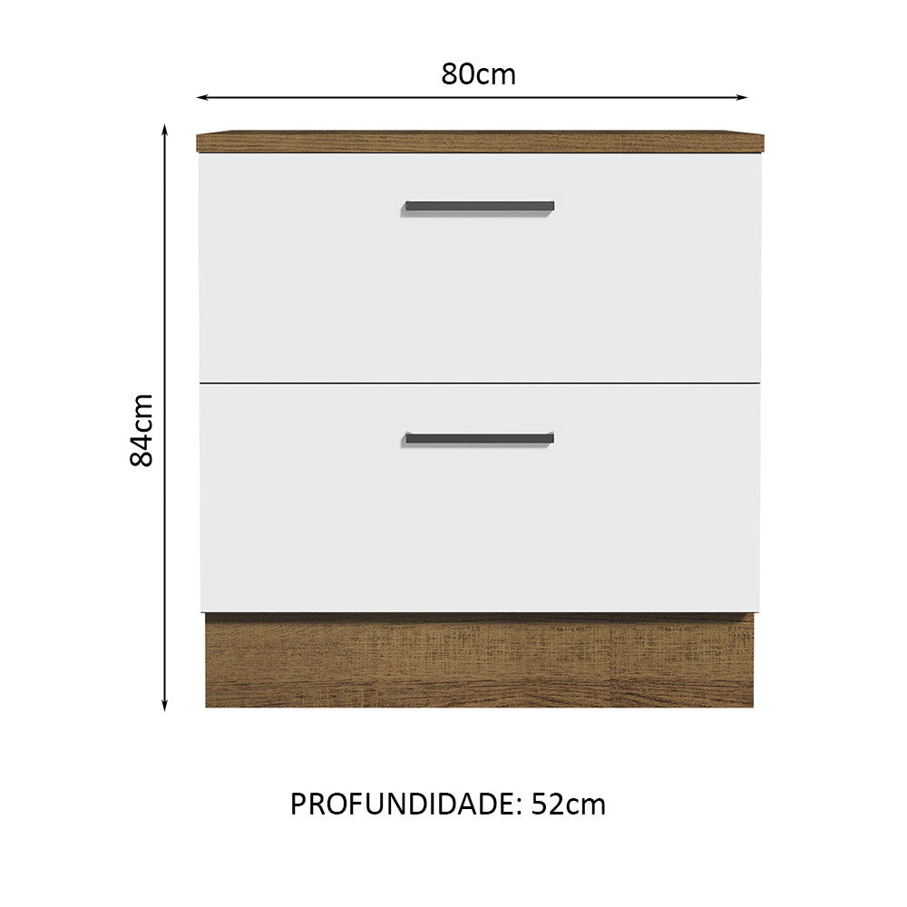 Gabinete Bajo 80cm 2 Cajones Marrón/Blanco Agata