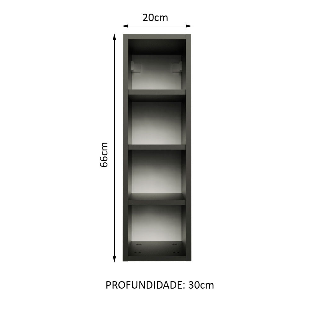 Gabinete Superior Botellero 20 cm para Cocinas Reims, Glamy y Agata Negro
