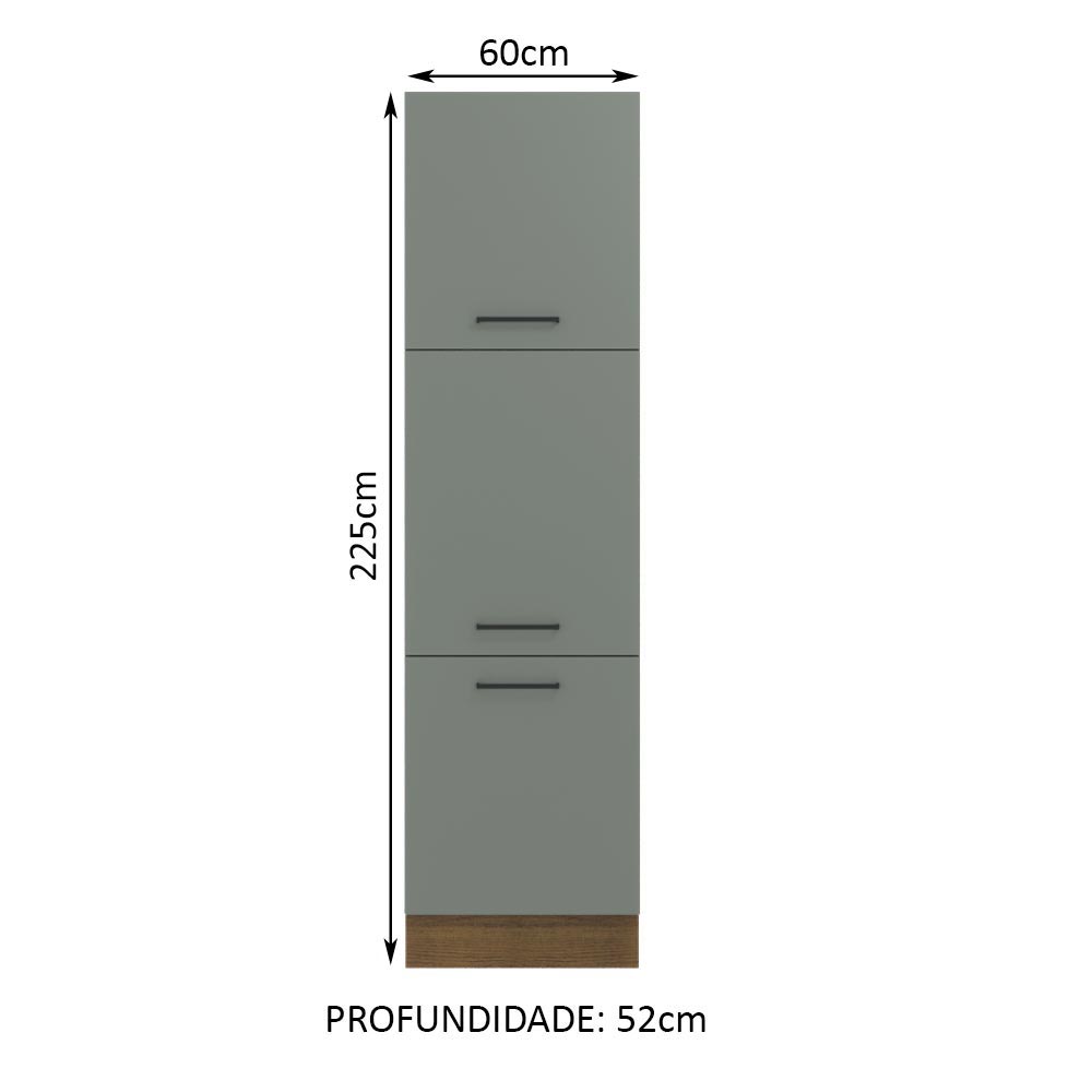 Mueble Despensa 60 cm 3 Puertas Agata Marrón/Gris