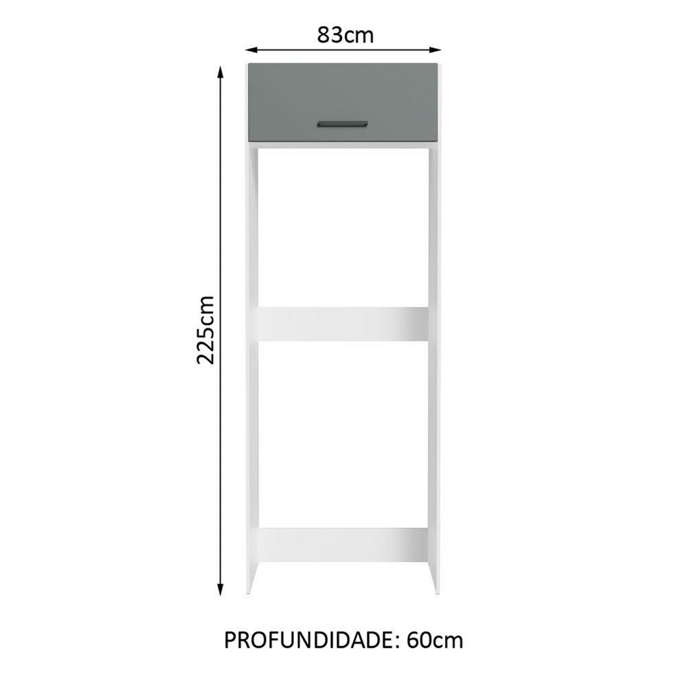 Mueble de Cocina para Refrigerador 1 Puerta Abatible Agata Blanco/Gris
