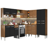 Cocina Integral Esquinera 417cm Marrón/Negro Emilly Ice 01