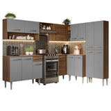 Cocina Integral Esquinera 417cm Marrón/Gris Emilly 02