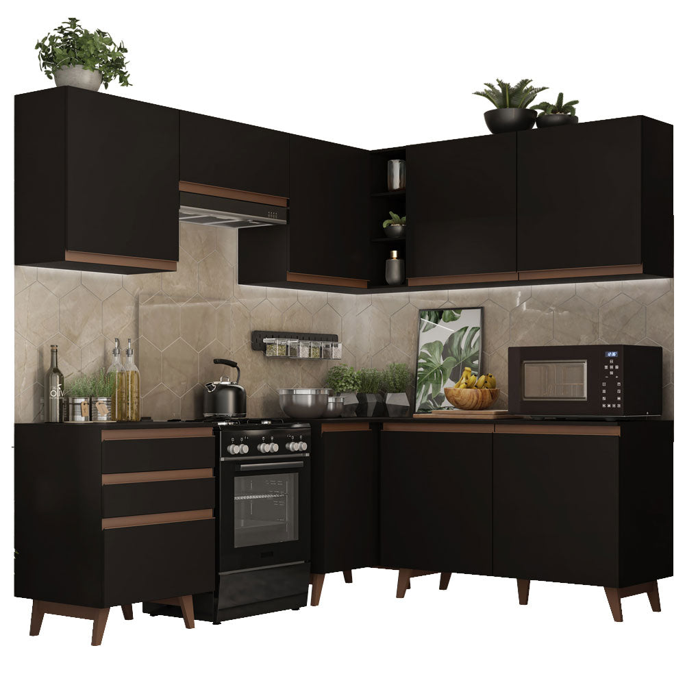 Cocina Integral Esquinera 392cm Reims Negro 01