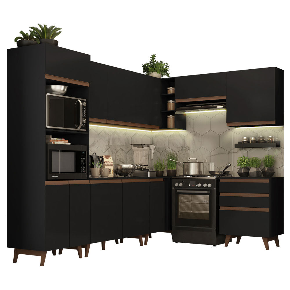 Cocina Integral Esquinera 462cm Reims Negro 02