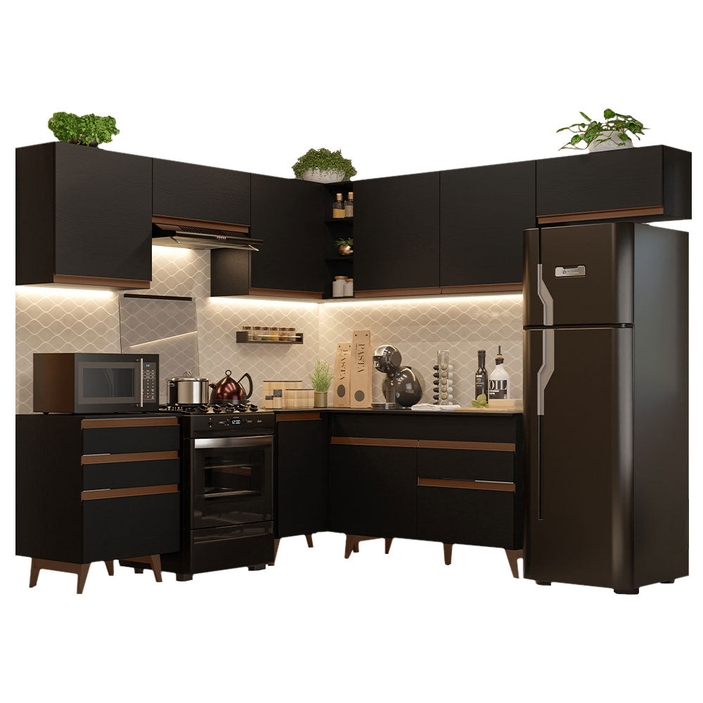 Cocina Integral Esquinera 462cm Reims Negro 03
