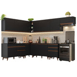 Cocina Integral Esquinera 512cm Reims Negro 01