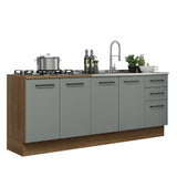 Kit con 2 Muebles de Cocina 3 Cajones y 4 Puertas (Sin Encimera Ni Lavadero) Marrón/Gris Agata 01