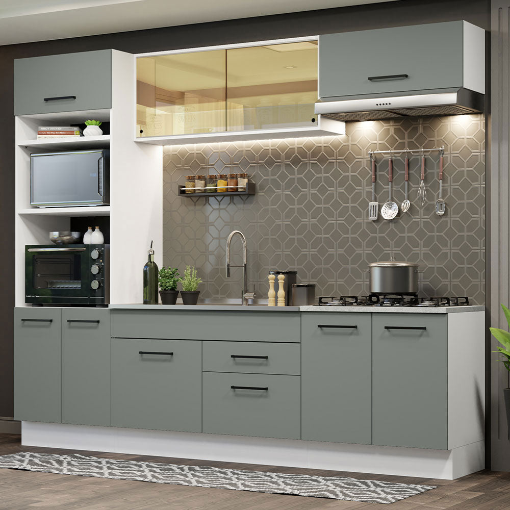 Cocina Integral 270cm Blanco/Gris Agata 03