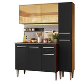 Cocina Compacta 137cm Marrón/Negro Marrón/Negro Emilly Gold Madesa 03
