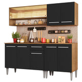 Cocina Compacta 169cm Marrón/Negro Emilly Dance 07