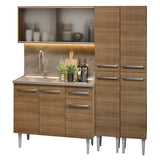 Cocina Compacta 169cm con Lavadero Marrón Emilly 11