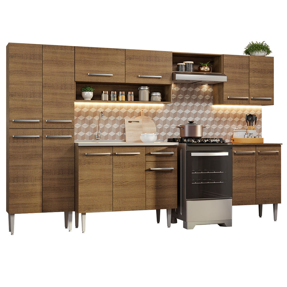 Cocina Integral 293cm con Lavadero Marrón Emilly 08