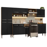 Cocina Integral 293cm con Lavadero Marrón/Negro Emilly 08