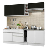 Cocina Integral 220cm Blanco/Negro Parma 03