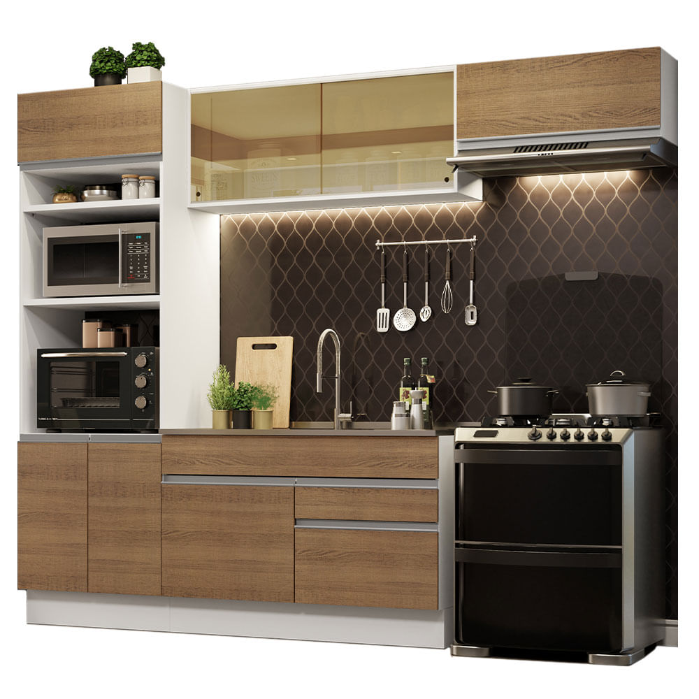 Cocina Integral 270cm Blanco/Marrón Glamy 11