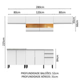 Cocina Integral 280cm Blanco Glamy Madesa 02SR