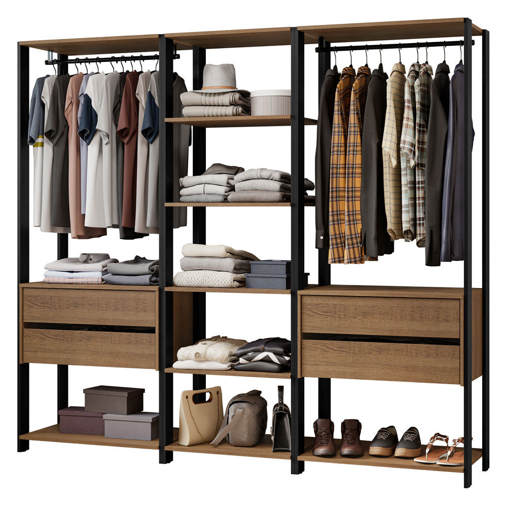 Clóset Modulado Valencia 4 Cajones 199cm Marrón/Negro 02
