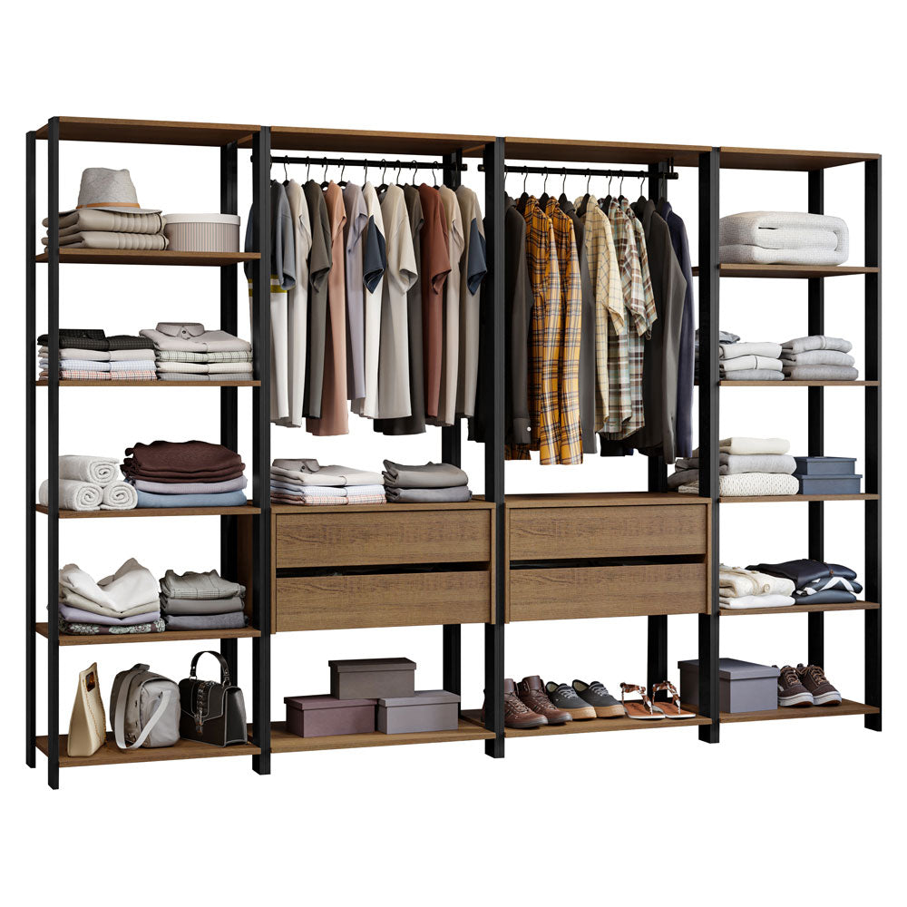 Clóset Modulado Valencia 4 Cajones 258cm Marrón/Negro 01