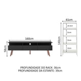 Centro de Entretenimiento Londres y Mueble Estante Librero Negro/Blanco Madesa