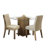 Juego de Comedor Mesa con Encimera de Vidrio 2 Sillas Marrón/Imperial Ciça