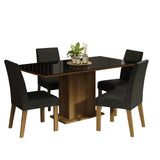 Juego de Comedor Mesa con Encimera de Vidrio 4 Sillas Marrón/Negro/Oxford Avril