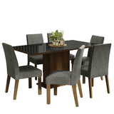 Juego de Comedor con Mesa con Encimera y 6 Sillas Marrón/Negro/Silver Alexis