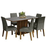 Juego de Comedor con Mesa con Encimera y 6 Sillas Marrón/Gris/Silver Renata