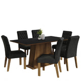 Juego de Comedor Mesa con Encimera de Madera 6 Sillas Marrón/Negro/Oxford Britney