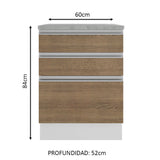 Mueble de Cocina Madesa Glamy 60 cm 3 Cajones Blanco/Marrón