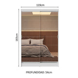 Clóset Soltero 2 Puertas Corredizas con Espejos 2 Cajones Blanco Max