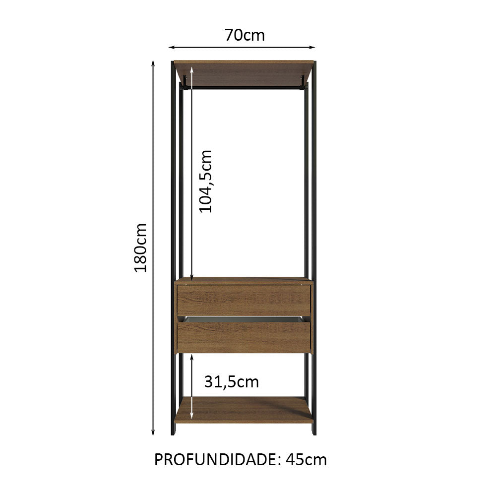Clóset Modular Valencia 2 Cajones 70cm Marrón/Negro